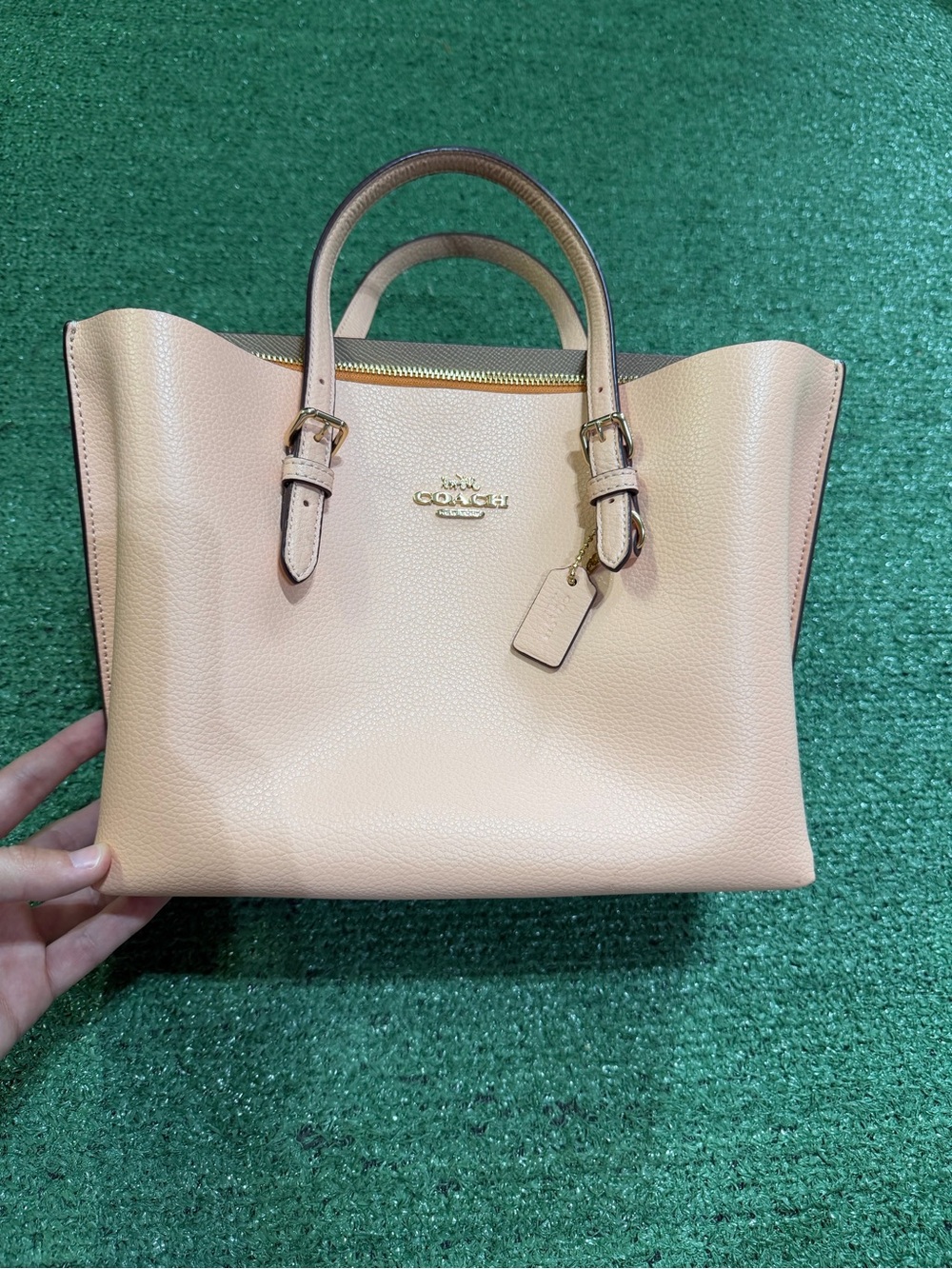 Coach Pebbled Leather Satchel - Pink with Gold Hardware